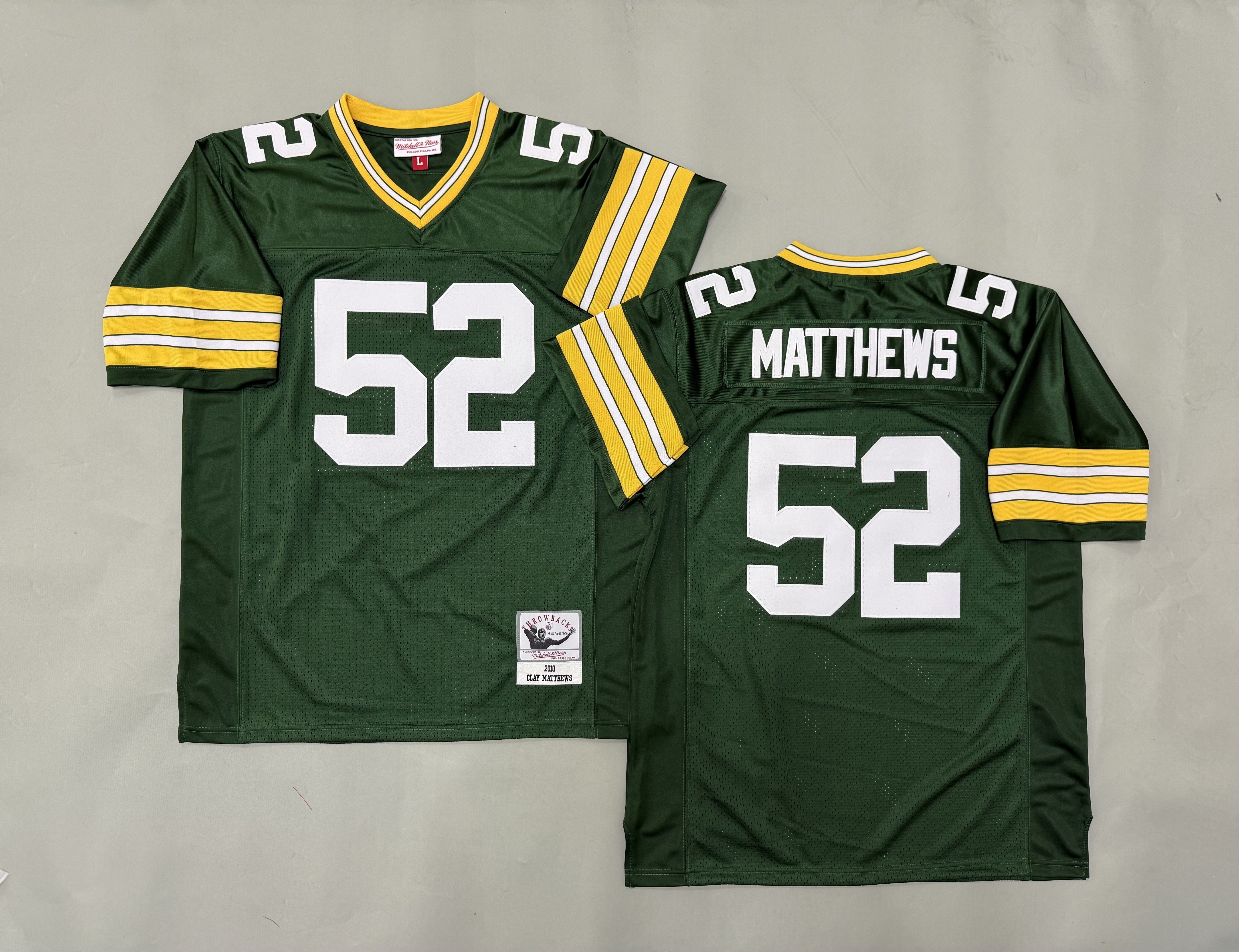 Men 2026 Green Bay Packers #52 Matthews Green Throwback Limited NFL Jersey style 01->los angeles chargers->NFL Jersey